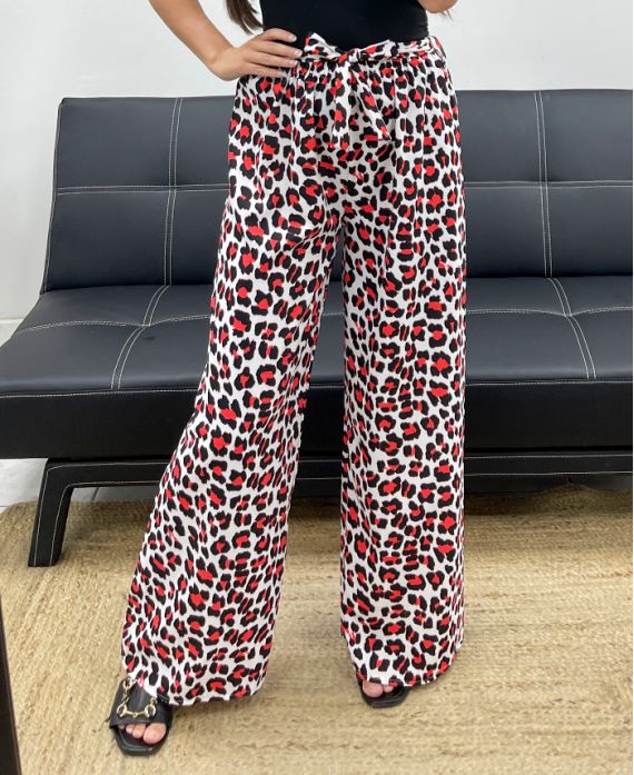 Pantalon PALAZZO léopard noir