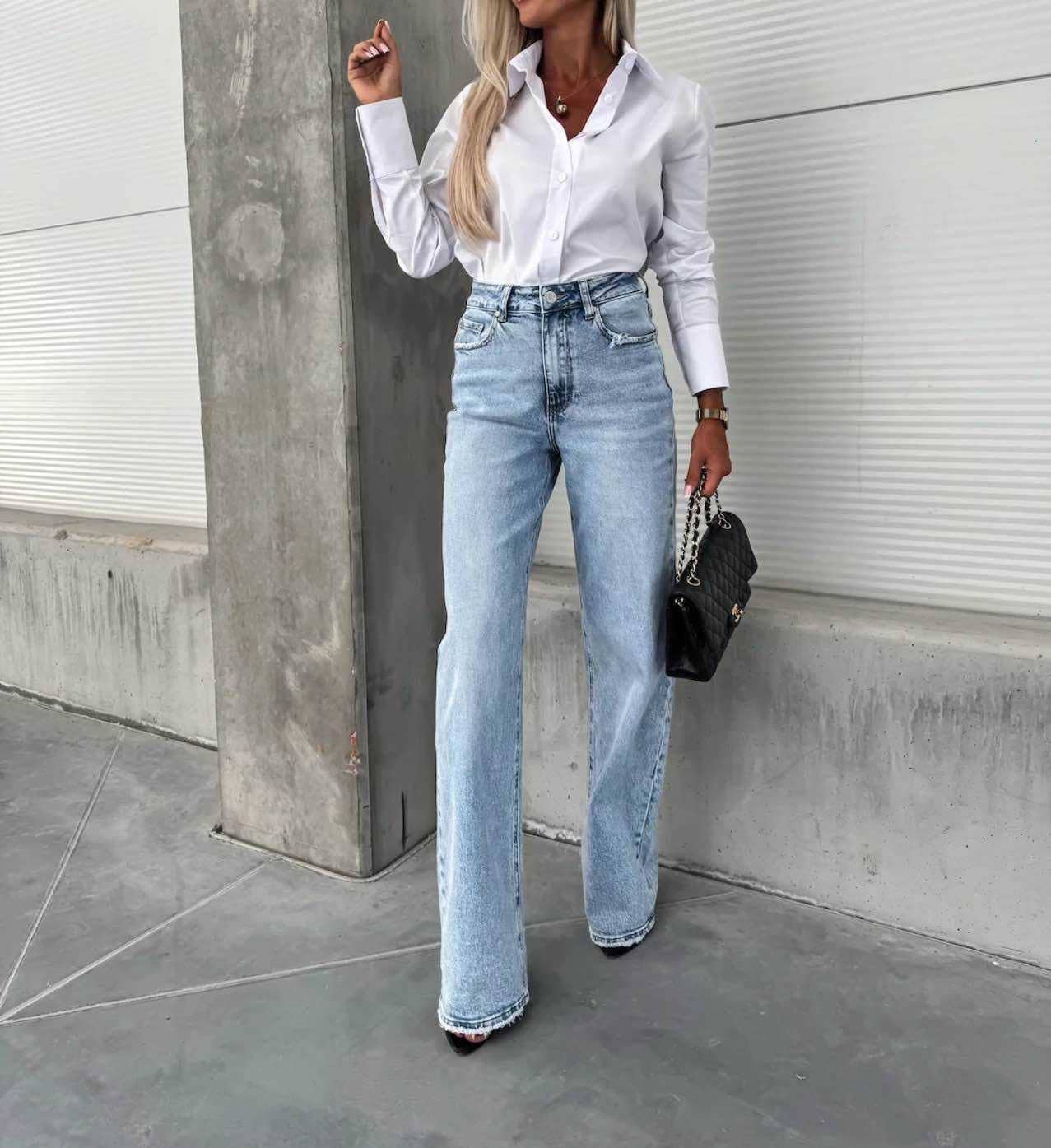 Jean Wide Leg Taille Haute – Stretch