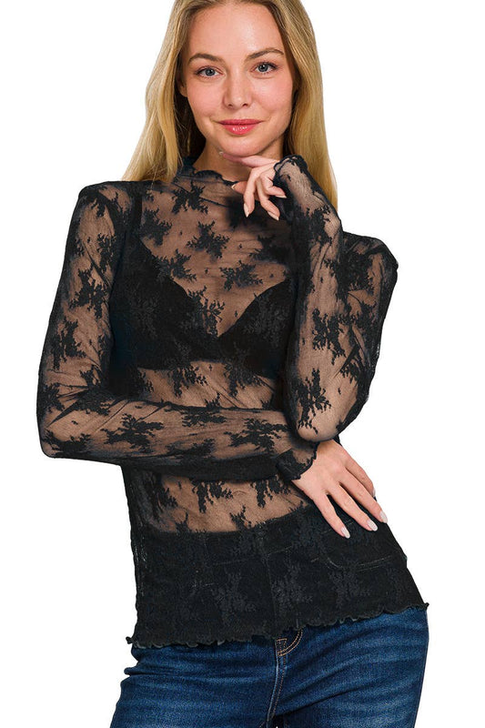 Top en dentelle transparente