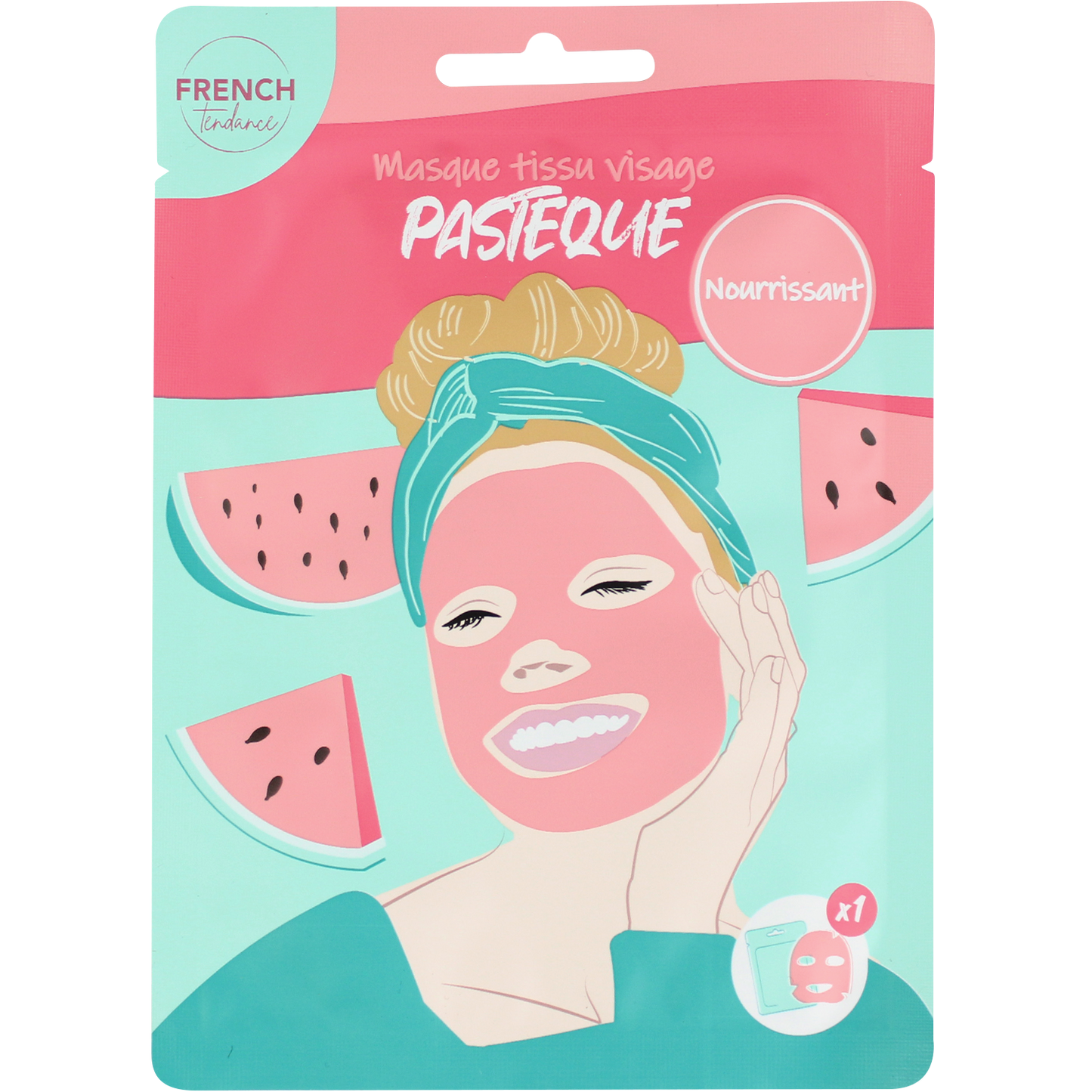 Masque Visage en tissus - Pastèque - FRENCH TENDANCE