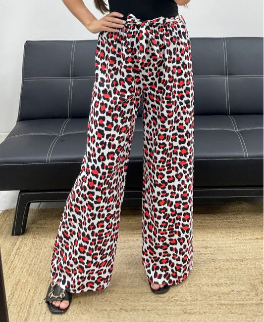 Pantalon PALAZZO léopard noir